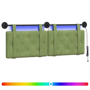 vidaXL Cabeceira suspensa Com luz LED Verde Claro Veludo
