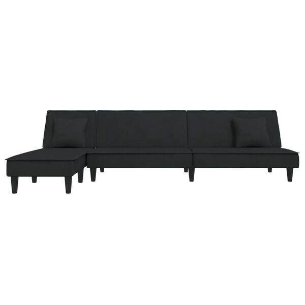 vidaXL Sof&aacute;-cama em forma de L 255x140x70 cm veludo preto