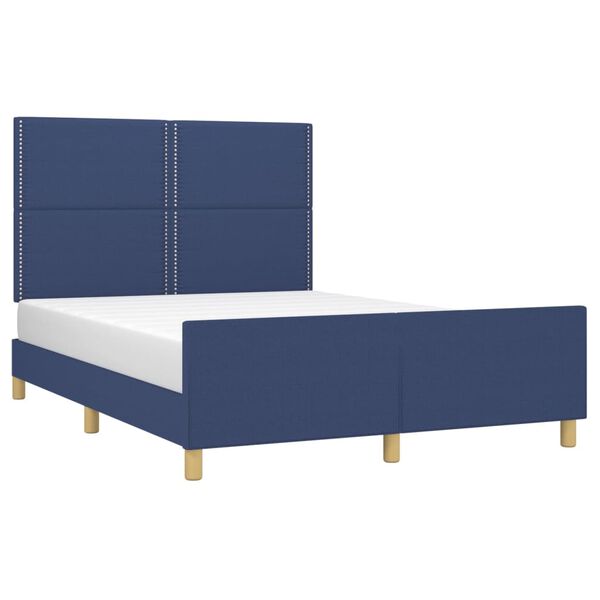 vidaXL Estrutura de cama sem colch&atilde;o 140x190 cm tecido azul