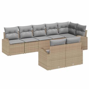 vidaXL Conjunto de Sof&aacute; de Jardim 8 pcs Bege e Cinza Claro vime PE