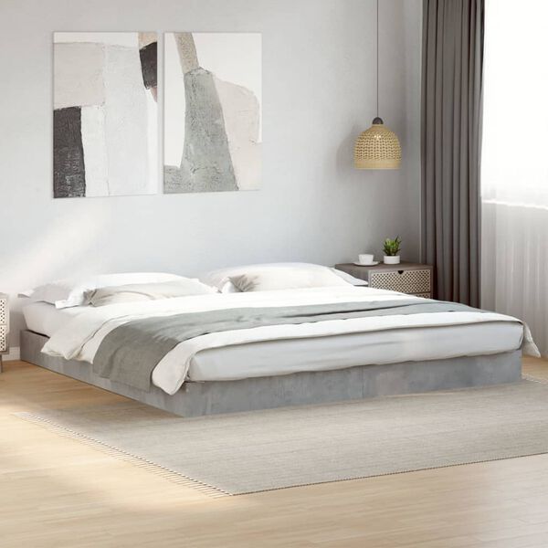 vidaXL Estrutura de cama 180x200 cm derivados de madeira cinza cimento