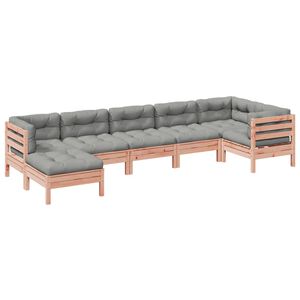 vidaXL 7 pcs conj. sof&aacute;s jardim c/ almofad&otilde;es madeira abeto-de-douglas