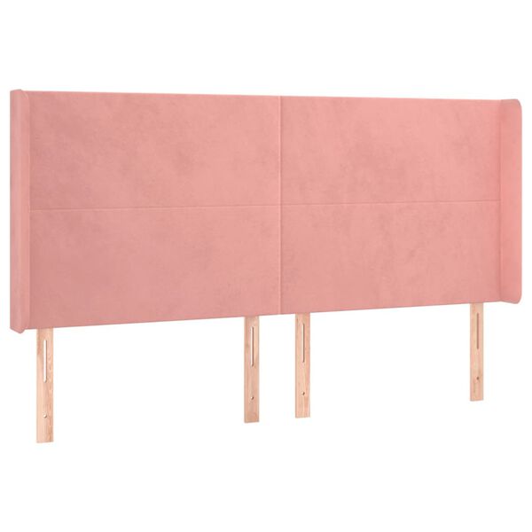 vidaXL Cabeceira cama c/ abas veludo 183x16x118/128 cm rosa