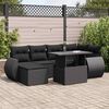 vidaXL 7 pcs conjunto de sof&aacute;s p/ jardim c/ almofad&otilde;es vime PE preto