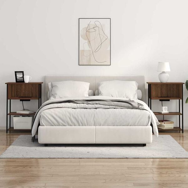 vidaXL Arm&aacute;rio de Cabeceira Carvalho Marrom 55 x 31 x 76 cm