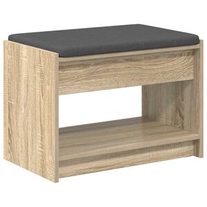 vidaXL Banco de Hall com almofada Carvalho Sonoma 63 x 38 x 45 cm