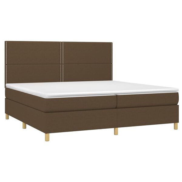 vidaXL Cama box spring c/ colch&atilde;o/LED 200x200cm tecido castanho-escuro