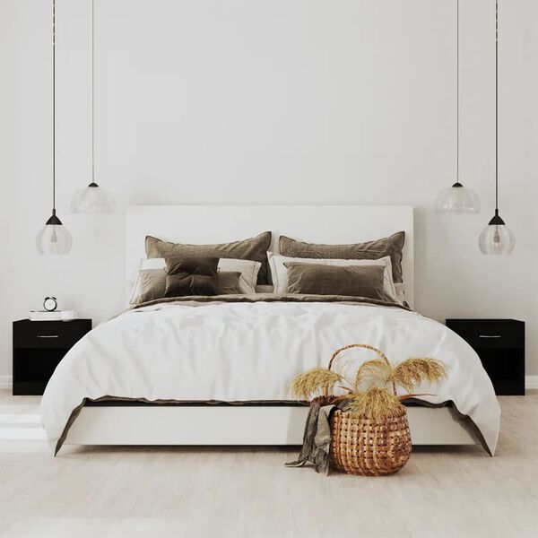 vidaXL Mesas de cabeceira com gavetas 2 pcs preto