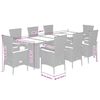 vidaXL 9 pcs conjunto de jantar p/ jardim c/ almofad&otilde;es vime PE cinza