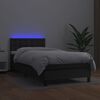 vidaXL Cama box spring c/ colchão/LED 90x190 cm couro artificial preto