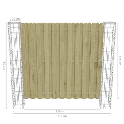 vidaXL Postes de gabião para jardim 2 pcs aço galvanizado 20x20x190cm