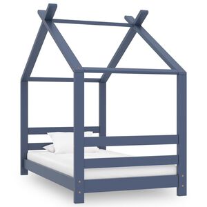 vidaXL Estrutura de cama para crian&ccedil;as 70x140 cm pinho maci&ccedil;o cinzento