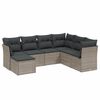 vidaXL 7 pcs conj. sof&aacute;s jardim com almofad&otilde;es vime PE cinzento-claro