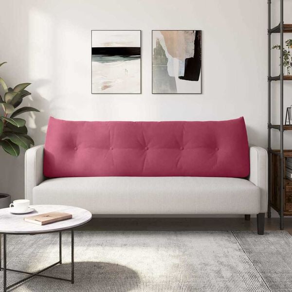 vidaXL Travesseiro para Costas Vinho Vermelho 160 x 24 x 50 cm Veludo