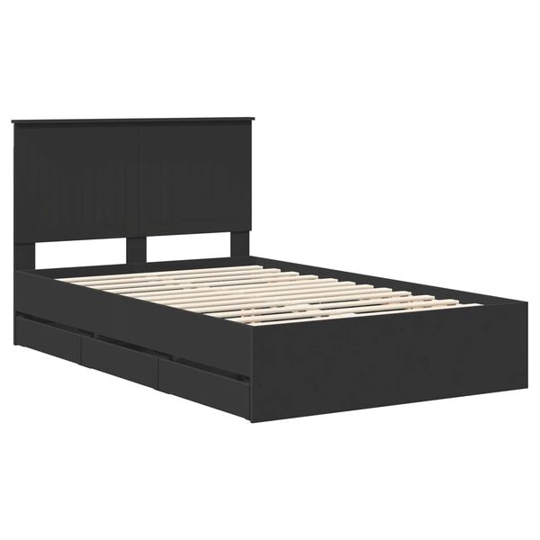 vidaXL Estrutura da Cama Preto 120 x 190 cm Madeira de Engenharia