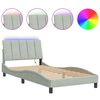 vidaXL Estrutura de cama com LED sem colch&atilde;o Hanko 100x190 cm veludo cinzento-claro