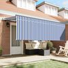 vidaXL Toldo Retr&aacute;til Riscas Manual Azul 350 x 200 cm tecido