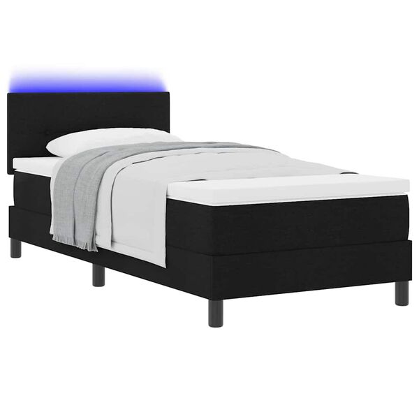 vidaXL Cama Box com colch&atilde;o com led Preto 80 x 200 cm tecido