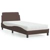 vidaXL Cama com colch&atilde;o Dover 90x200 cm couro artificial castanho