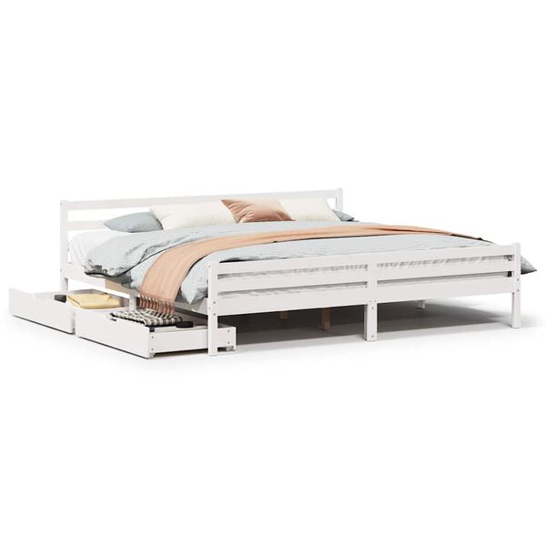 vidaXL Cama sem colch&atilde;o 180x200 cm madeira de pinho maci&ccedil;a branco