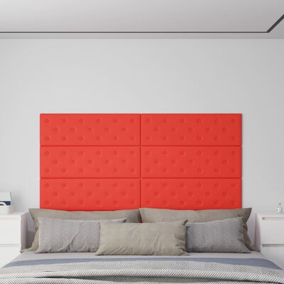 vidaXL Painel parede 12 pcs 90x30 cm couro artificial 3,24 m² vermelho