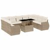 vidaXL 10 pcs conjunto de sof&aacute;s p/ jardim com almofad&otilde;es vime PE bege