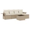 vidaXL 6 pcs conjunto de sof&aacute;s p/ jardim com almofad&otilde;es vime PE bege