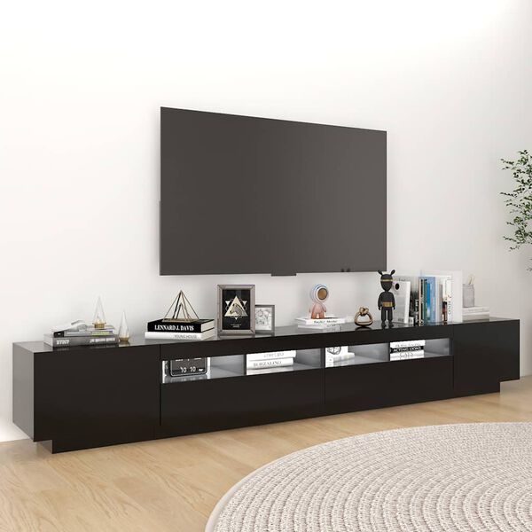 vidaXL M&oacute;vel de TV com luzes LED 260x35x40 cm preto