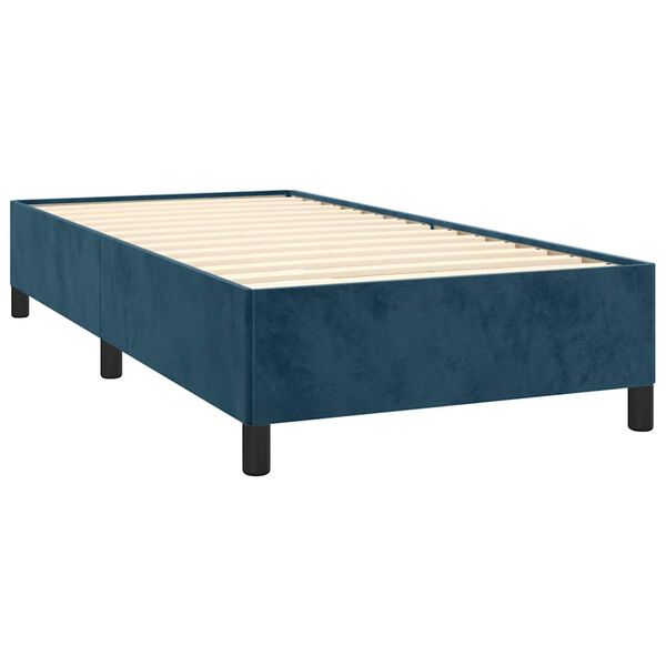vidaXL Estrutura de cama sem colch&atilde;o 90x200 cm veludo azul-escuro