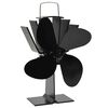 vidaXL Ventilador de fog&atilde;o alimentado a calor 4 l&acirc;minas preto