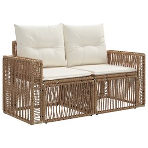 vidaXL Sof&aacute; de jardim 2-N&uacute;mero de lugares Bege vime PE