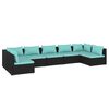 vidaXL 7 pcs conjunto lounge de jardim c/ almofadões vime PE preto