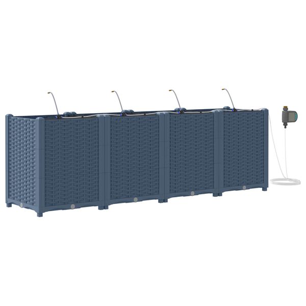 vidaXL Vaso de Jardim 4 pcs Cinzento 160 x 40 x 52 cm Pl&aacute;stico