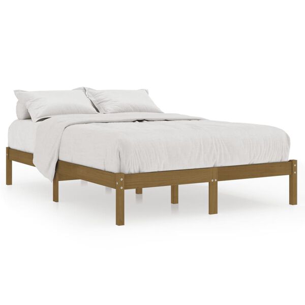 vidaXL Estrutura de cama 200x200 cm pinho maciço castanho mel