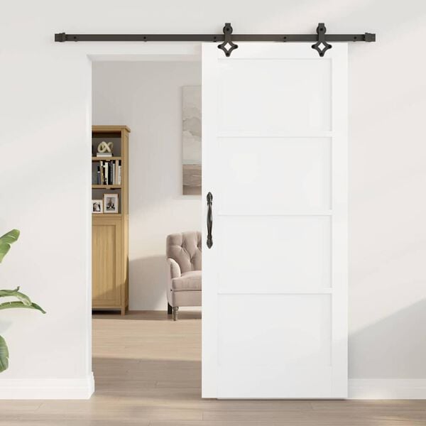 vidaXL Porta Deslizante Branco e Preto 83 x 202 cm