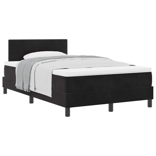 vidaXL Cama Box com colch&atilde;o com cabeceira Preto 120 x 200 cm Veludo