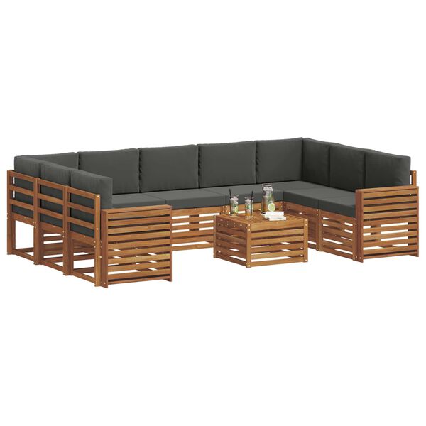 vidaXL Conjuntos de sof&aacute;s com almofada 10 pcs Natural e Antracite