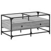 vidaXL Mesa de centro c/ topo de vidro 98,5x50x45 cm cinza sonoma a&ccedil;o