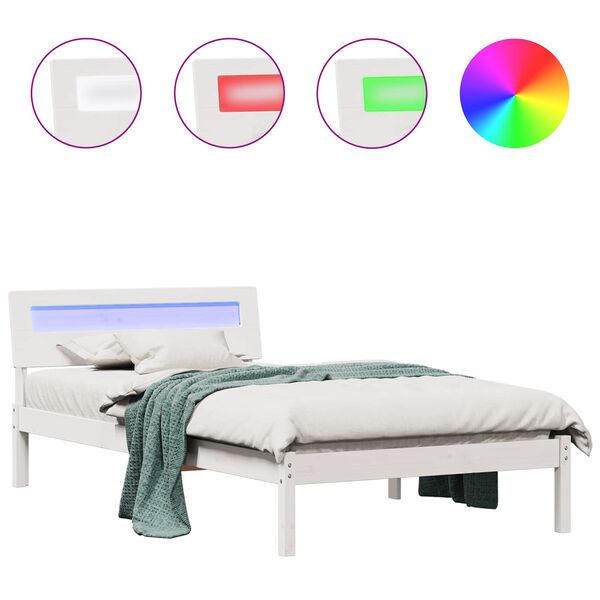 vidaXL Estrutura da Cama Branco 90 x 200 cm Madeira de Pinheiro S&oacute;lida