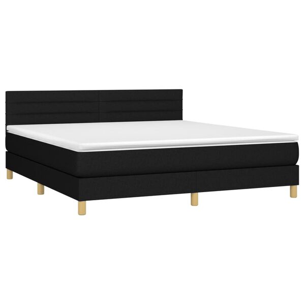 vidaXL Cama box spring c/ colch&atilde;o e LED 160x200 cm tecido preto