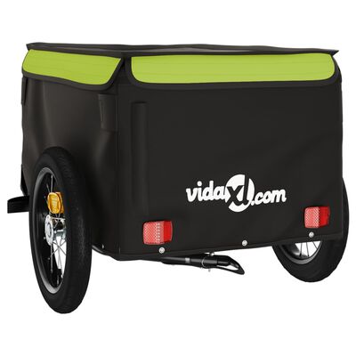 vidaXL Reboque para bicicleta 30 kg ferro preto e verde