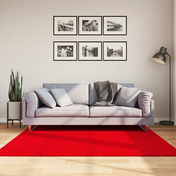 vidaXL Tapete pelo curto macio e lav&aacute;vel HUARTE 160x160 cm vermelho