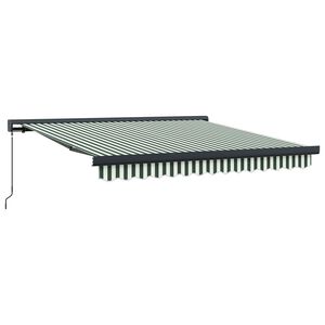 vidaXL Toldo Retr&aacute;til Verde e Branco 300 x 250 cm Tecido e Metal