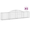 vidaXL Cestos gabi&atilde;o arqueados 5 pcs 300x30x60/80 cm ferro galvanizado