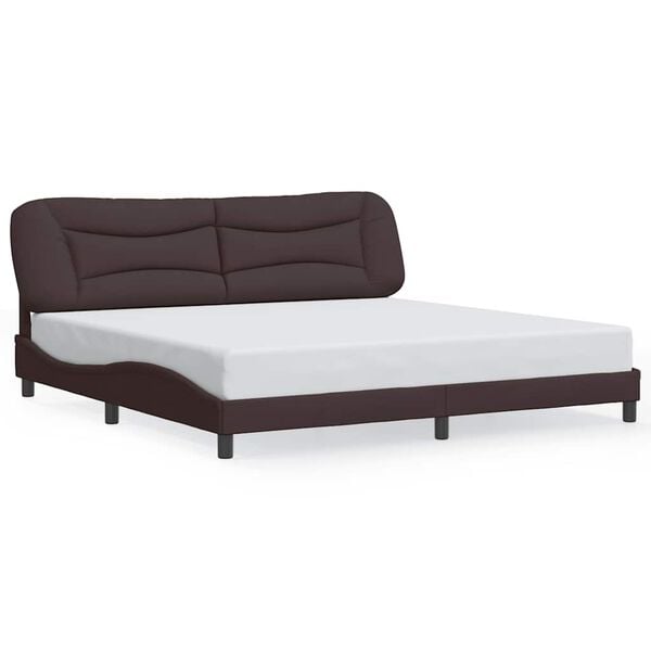 vidaXL Estrutura de cama sem colch&atilde;o Hvar 200x200 cm tecido castanho-escuro