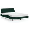 vidaXL Cama com colch&atilde;o Dover 140x200 cm veludo verde-escuro