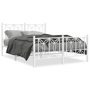 vidaXL Estrutura de cama com cabeceira e pés 135x190 cm metal branco
