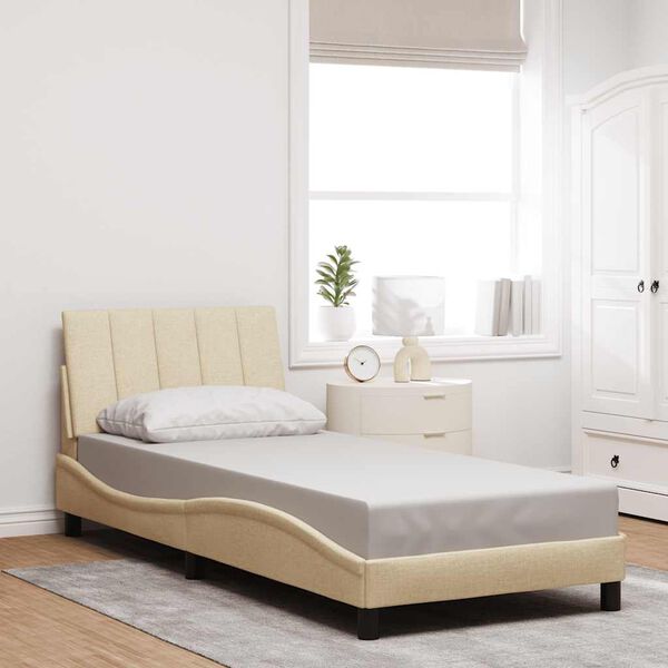 vidaXL Estrutura de cama sem colch&atilde;o Hanko 90x190 cm tecido creme