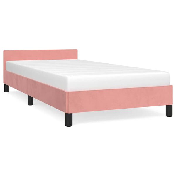vidaXL Estrutura cama c/ cabeceira sem colchão 90x190 cm veludo rosa