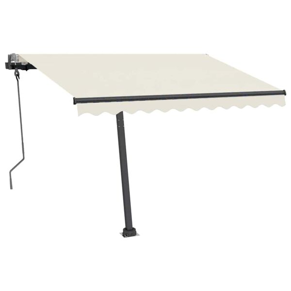 vidaXL Toldo retr&aacute;til manual com LED 300x250 cm cor creme